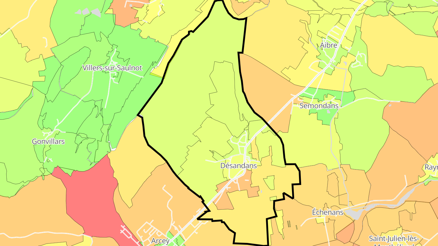 Carte des prix de l'immobilier Désandans
