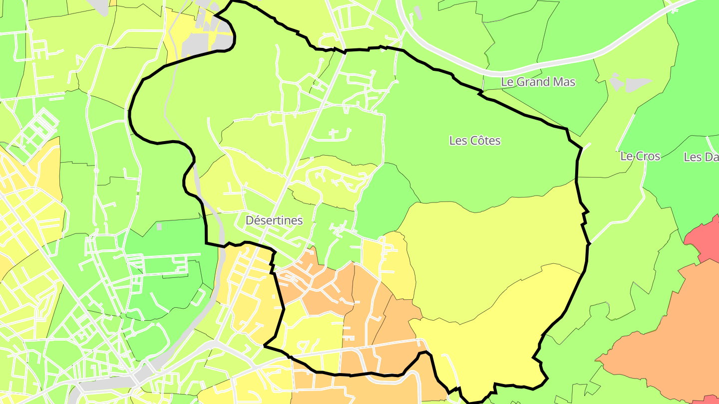 Carte des prix de l'immobilier Désertines
