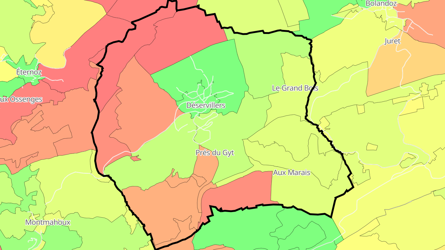 Carte des prix de l'immobilier Déservillers