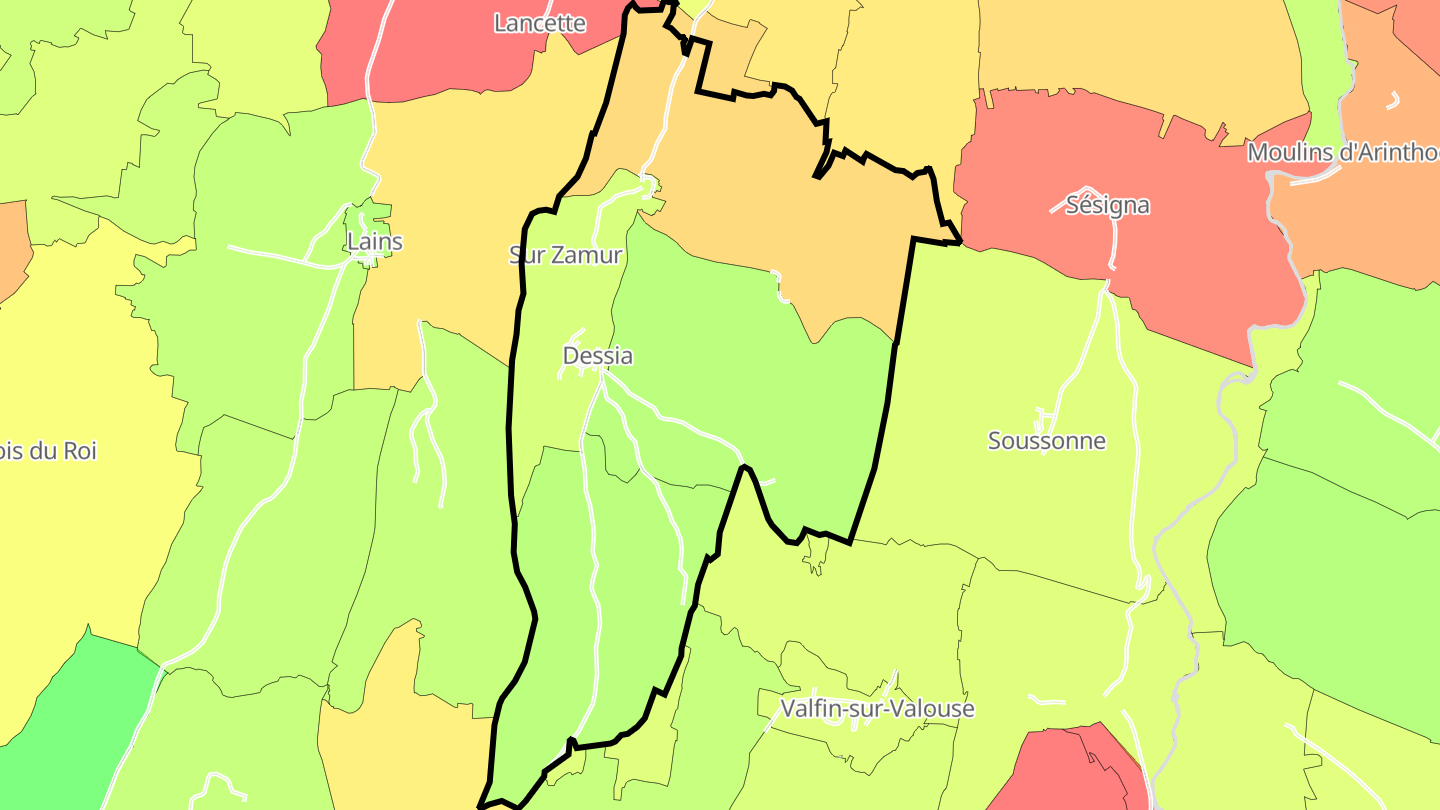 Carte des prix de l'immobilier Dessia
