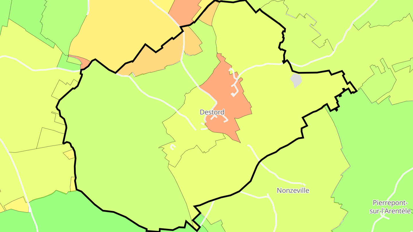 Carte des prix de l'immobilier Destord