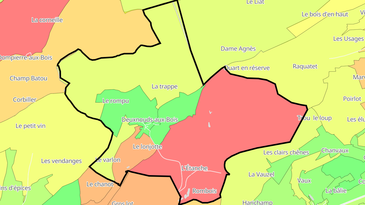 Carte des prix de l'immobilier Deuxnouds-aux-Bois