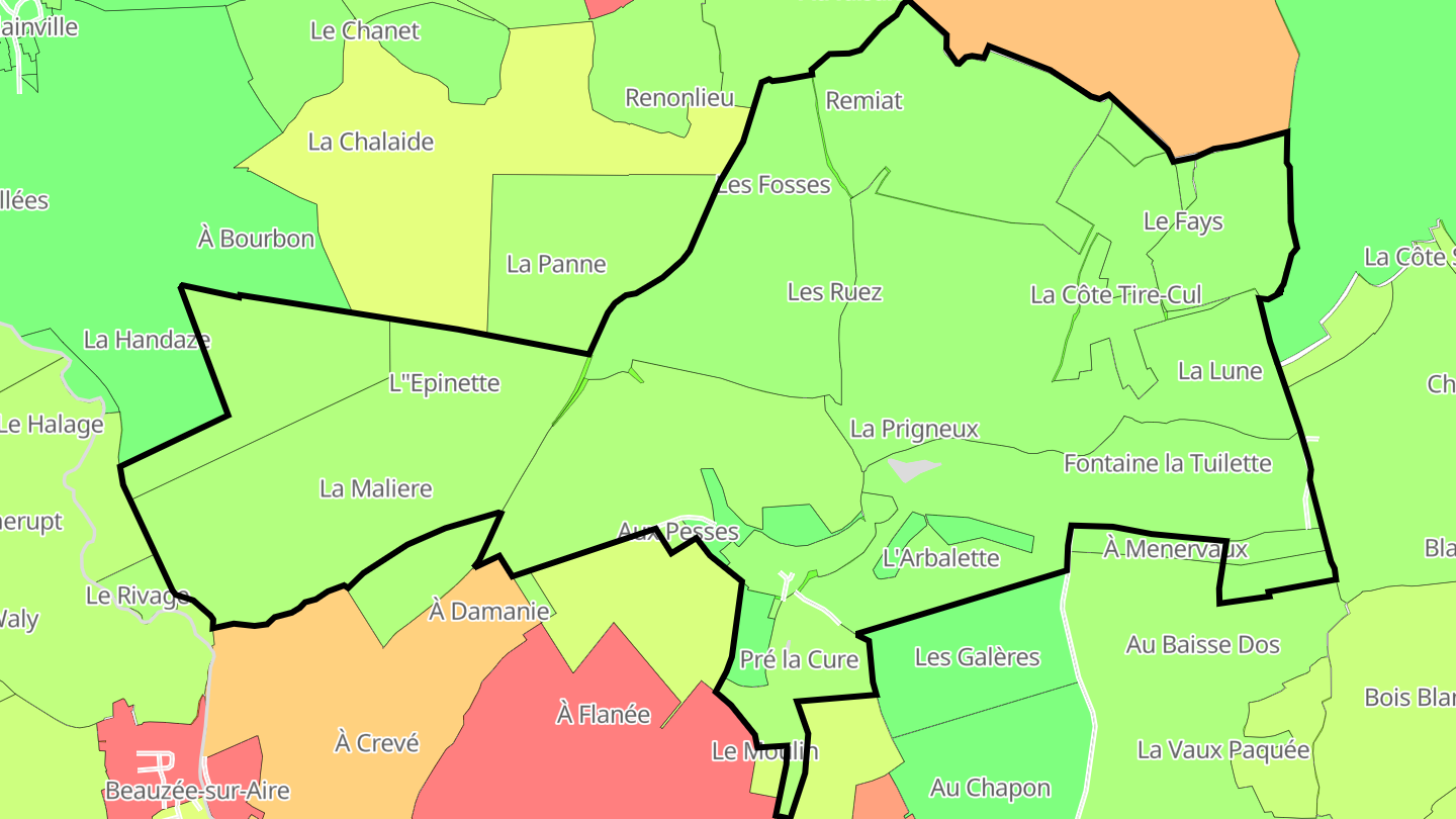 Carte des prix de l'immobilier Deuxnouds-devant-Beauzée