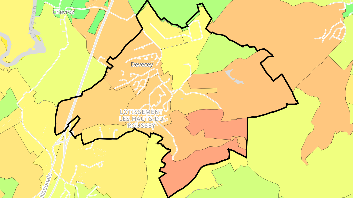 Carte des prix de l'immobilier Devecey