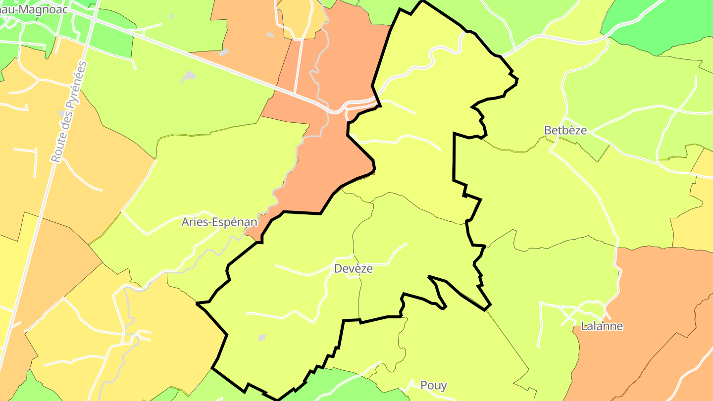 Carte des prix de l'immobilier Devèze