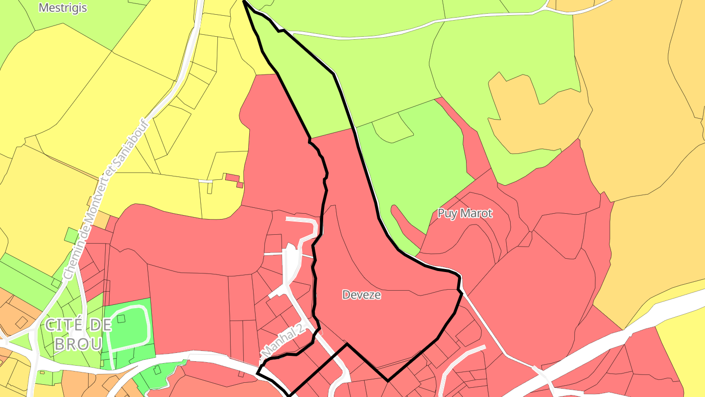 Carte des prix de l'immobilier Deveze