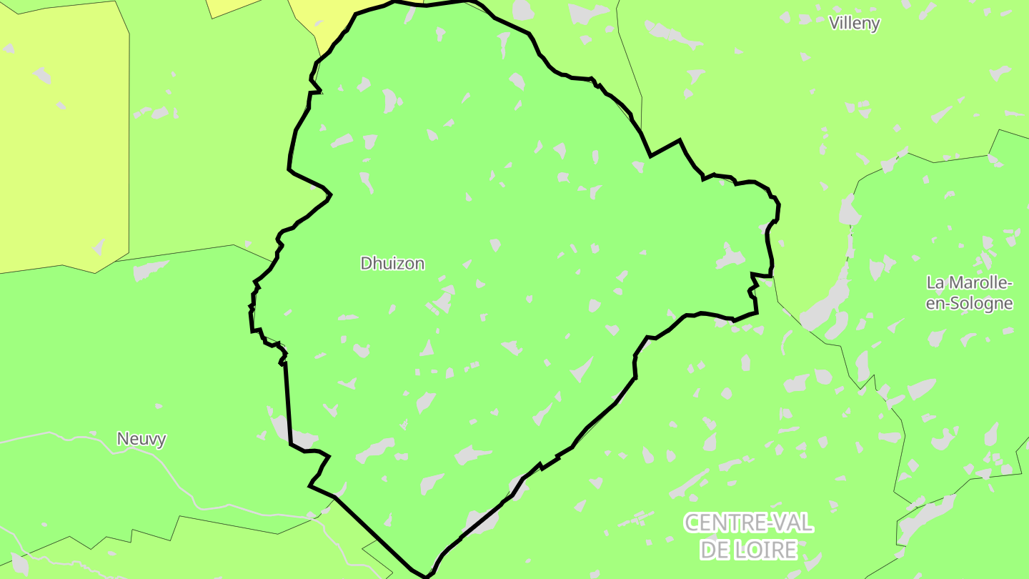 Carte des prix de l'immobilier Dhuizon