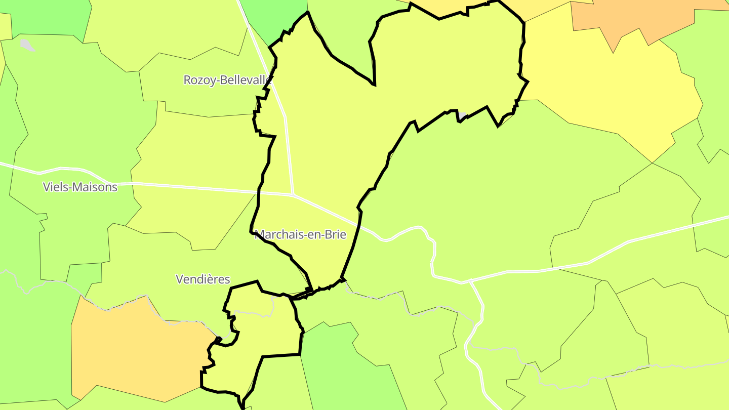 Carte des prix de l'immobilier Dhuys et Morin-en-Brie
