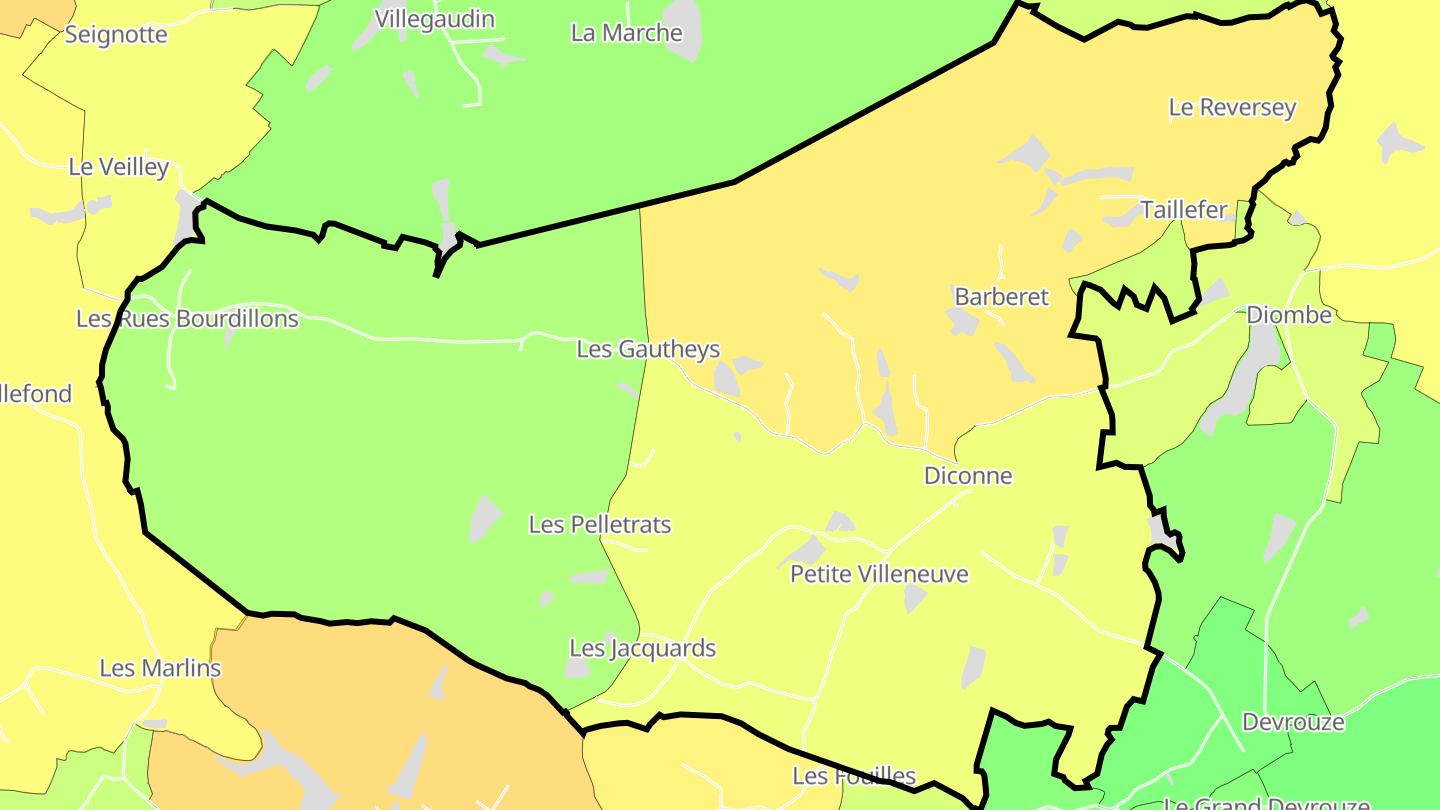 Carte des prix de l'immobilier Diconne