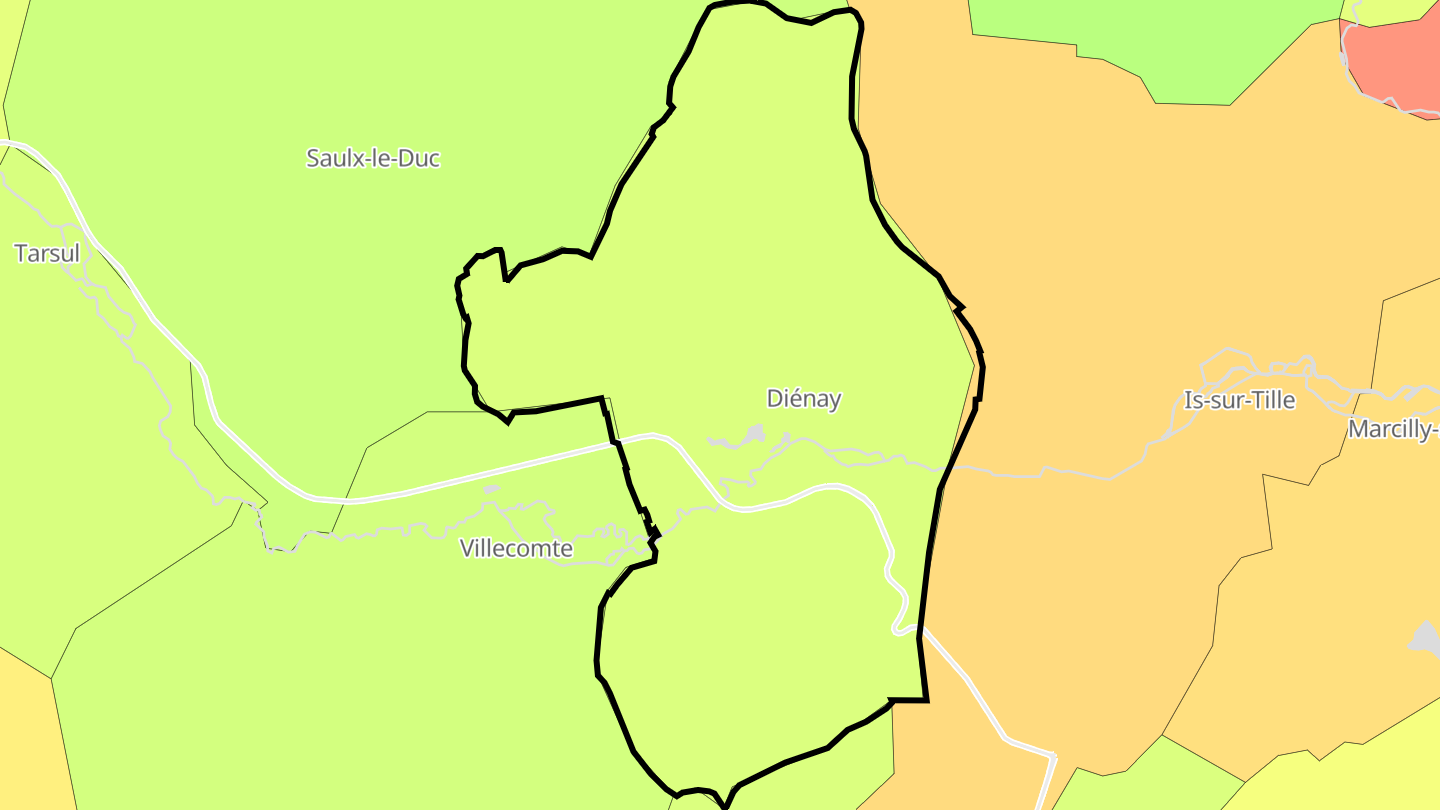 Carte des prix de l'immobilier Diénay