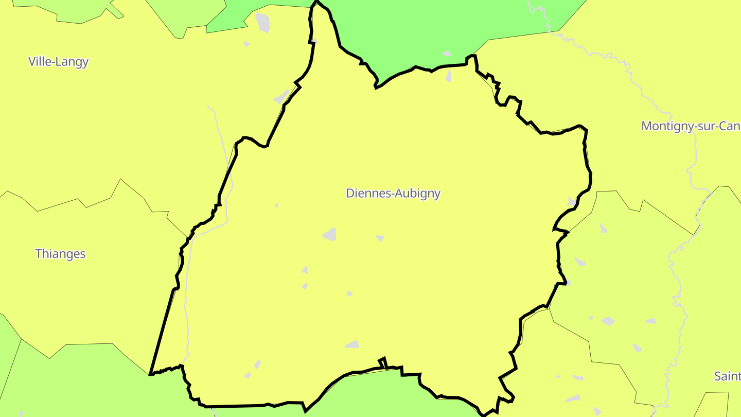 Carte des prix de l'immobilier Diennes-Aubigny