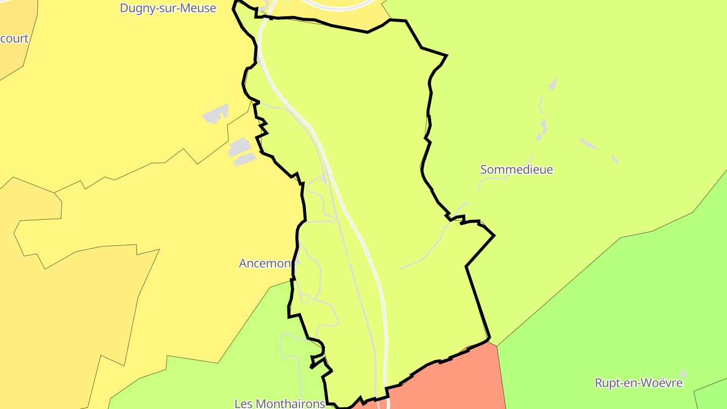 Carte des prix de l'immobilier Dieue-sur-Meuse