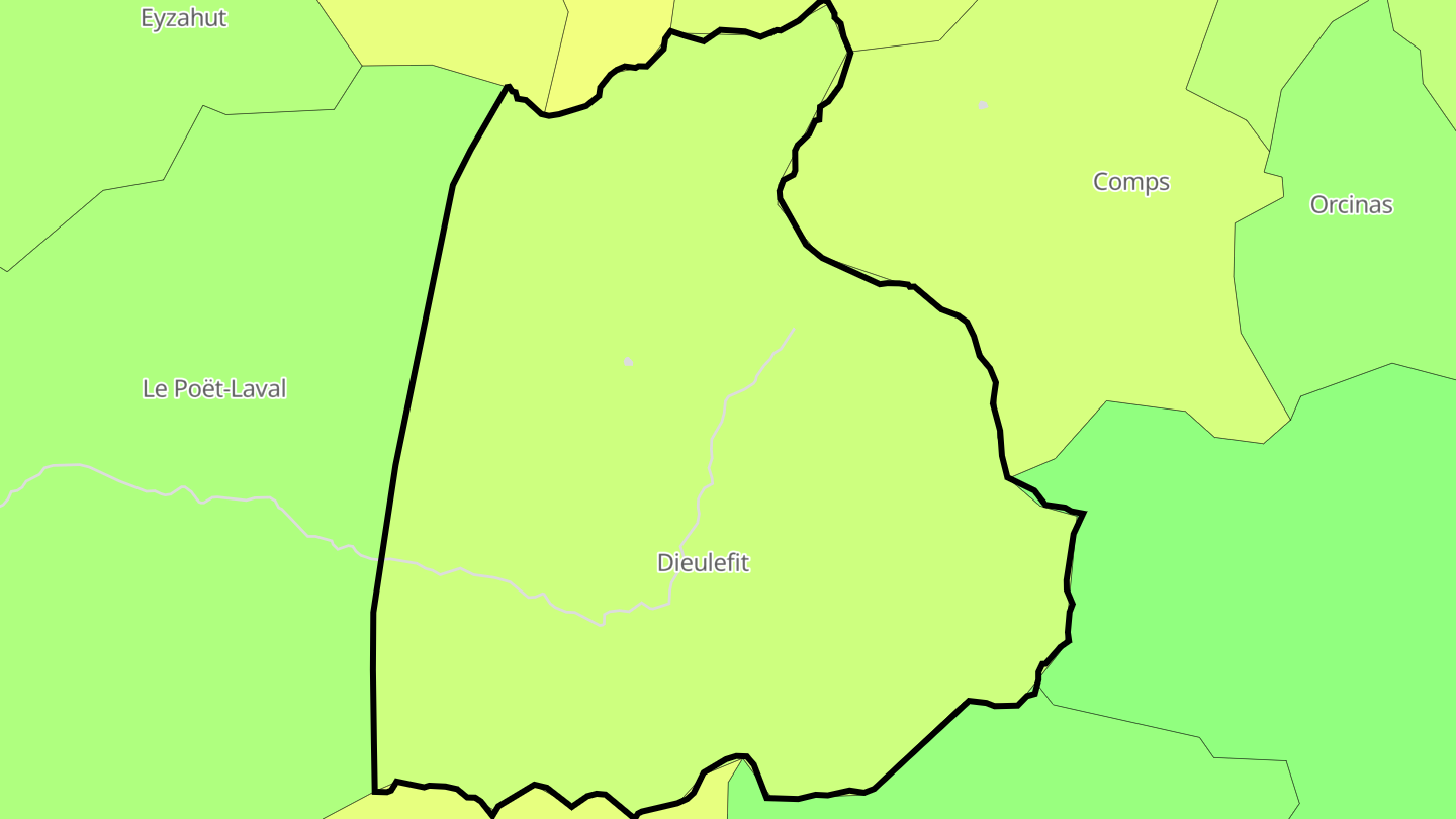 Carte des prix de l'immobilier Dieulefit