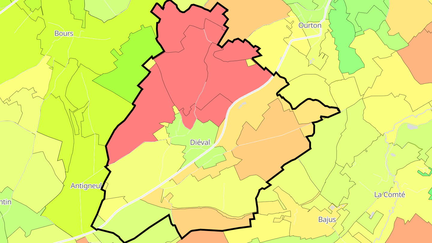 Carte des prix de l'immobilier Diéval