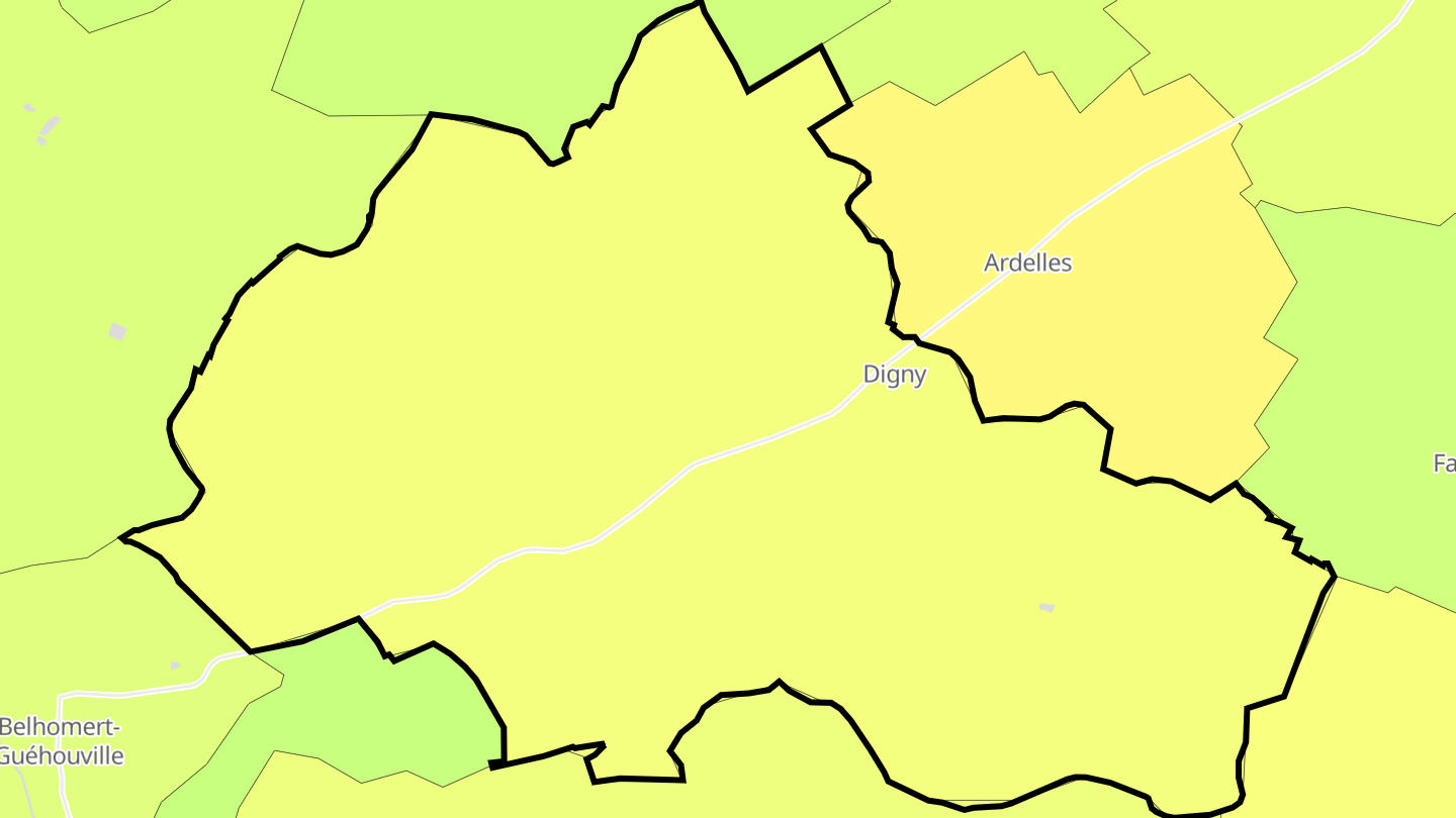 Carte des prix de l'immobilier Digny