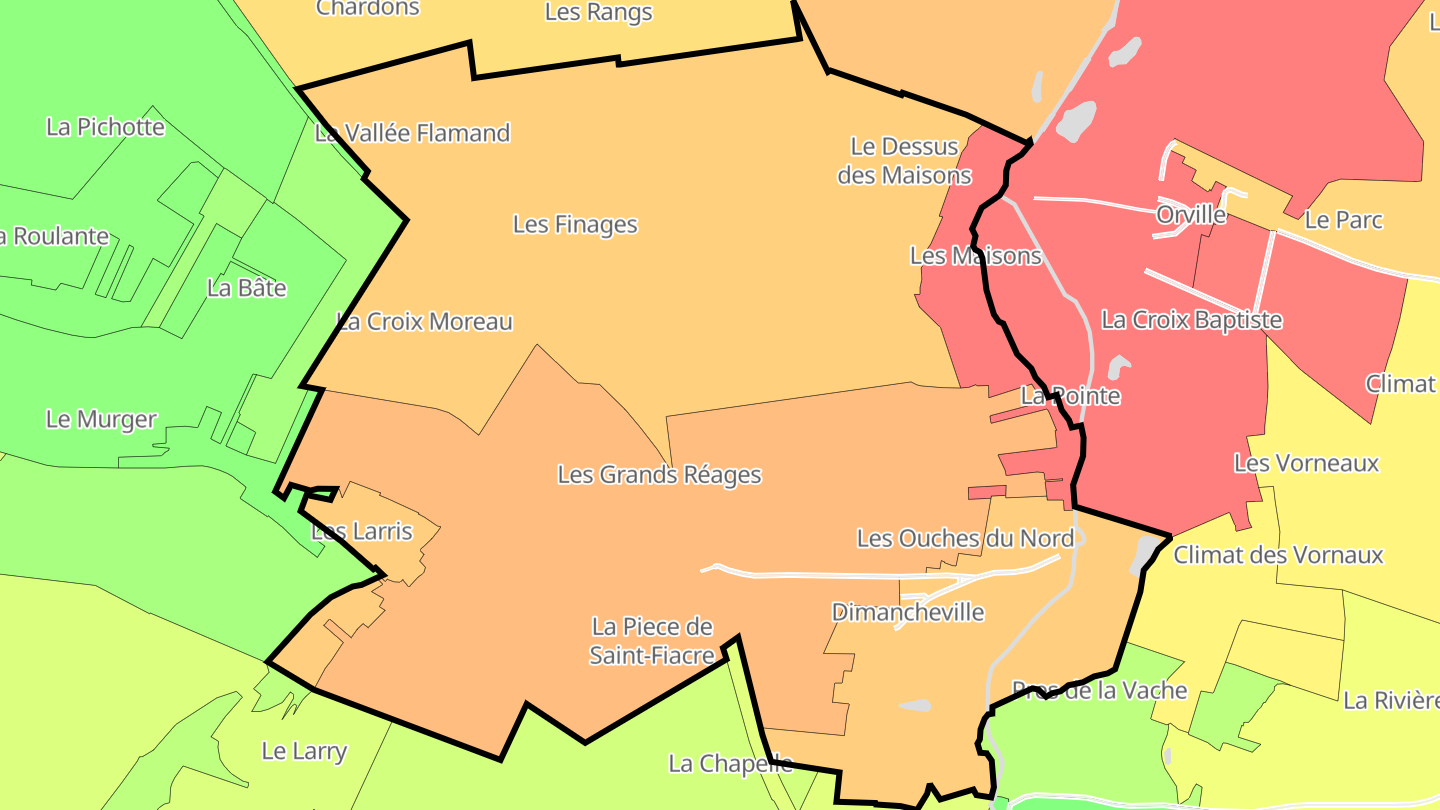 Carte des prix de l'immobilier Dimancheville