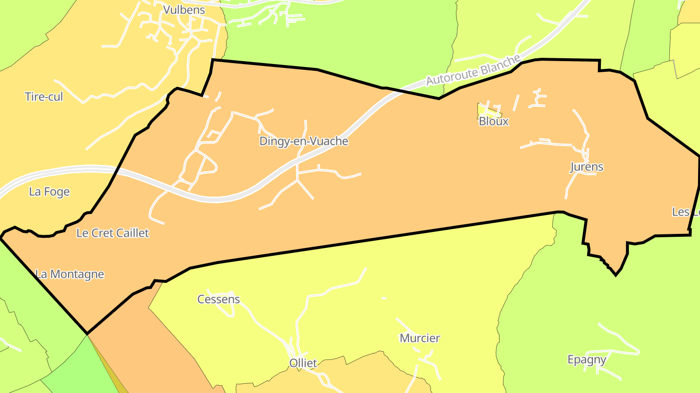 Carte des prix de l'immobilier Dingy-en-Vuache