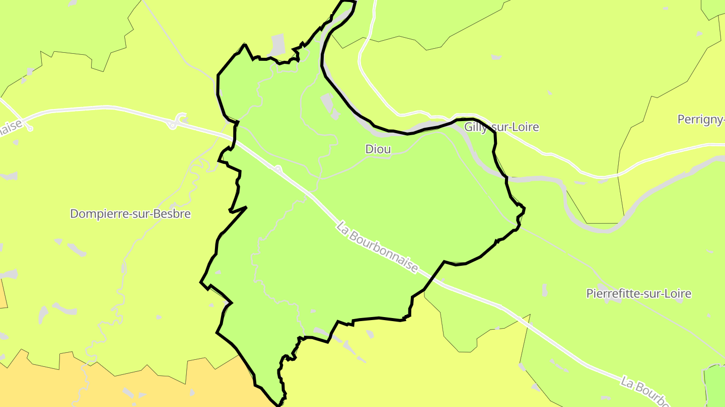 Carte des prix de l'immobilier Diou