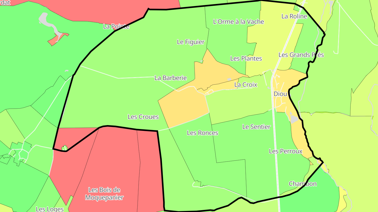Carte des prix de l'immobilier Diou