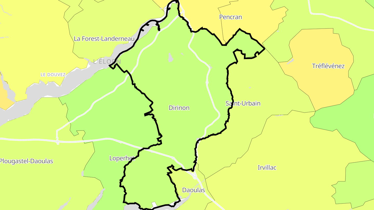 Carte des prix de l'immobilier Dirinon