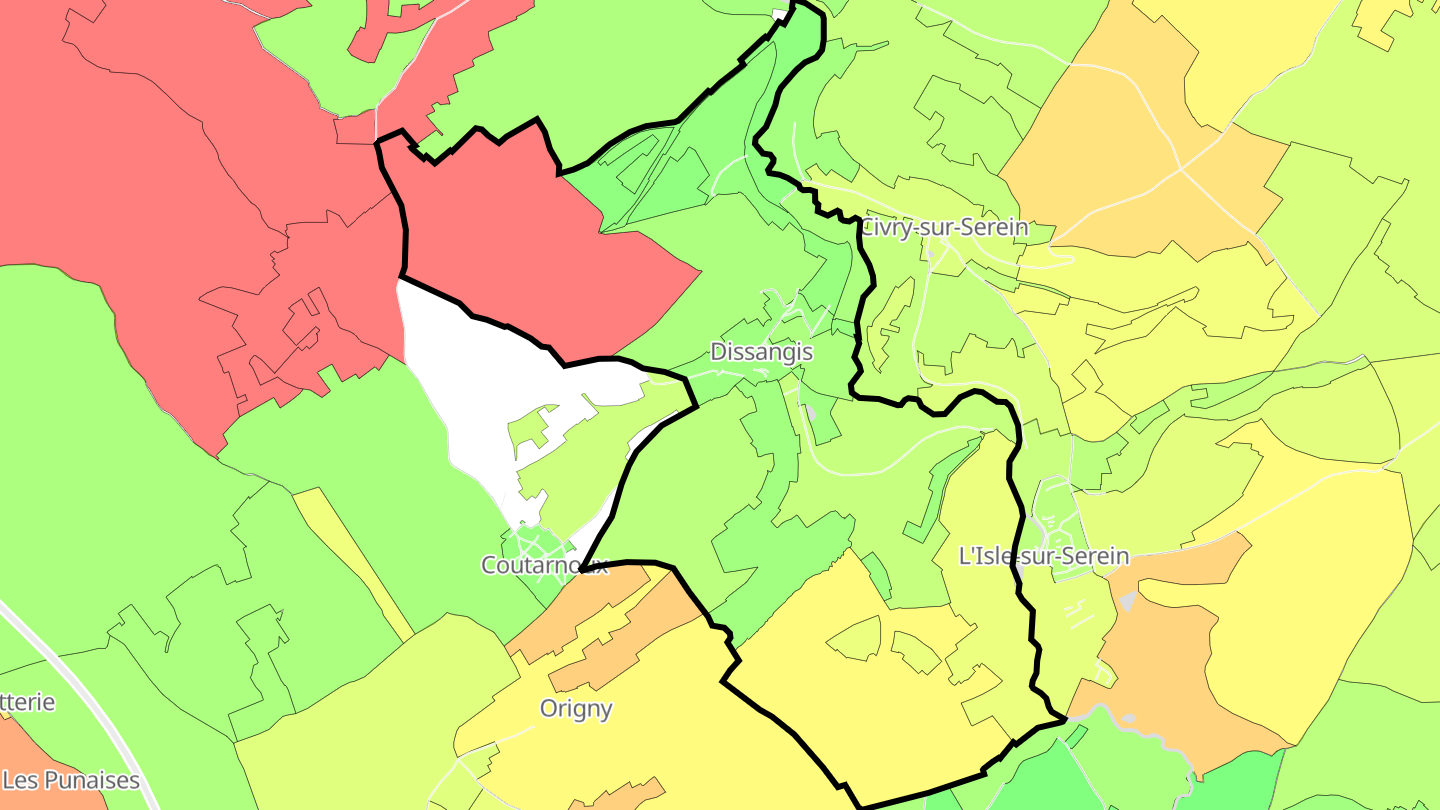 Carte des prix de l'immobilier Dissangis