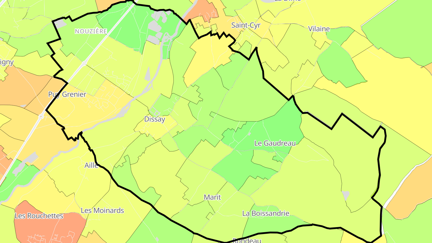 Carte des prix de l'immobilier Dissay