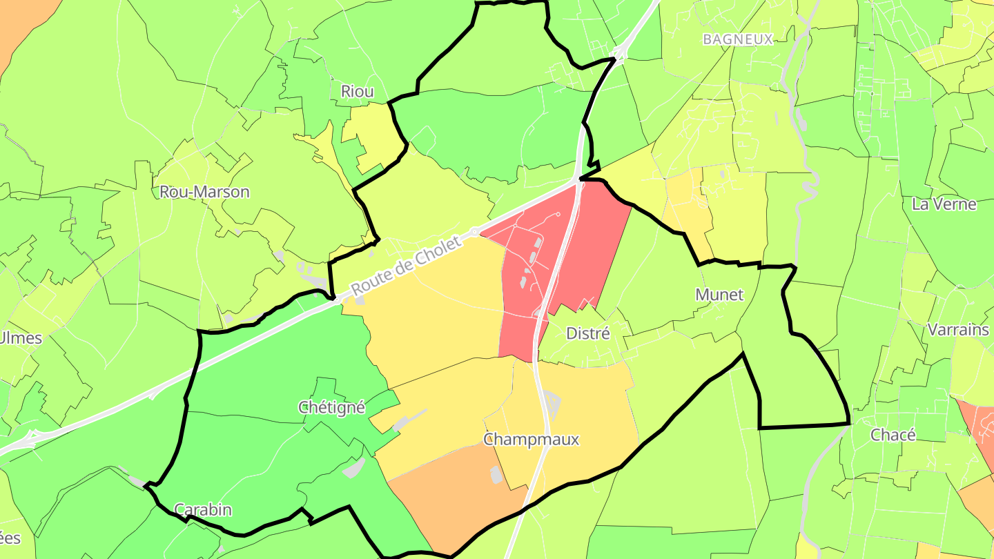 Carte des prix de l'immobilier Distré