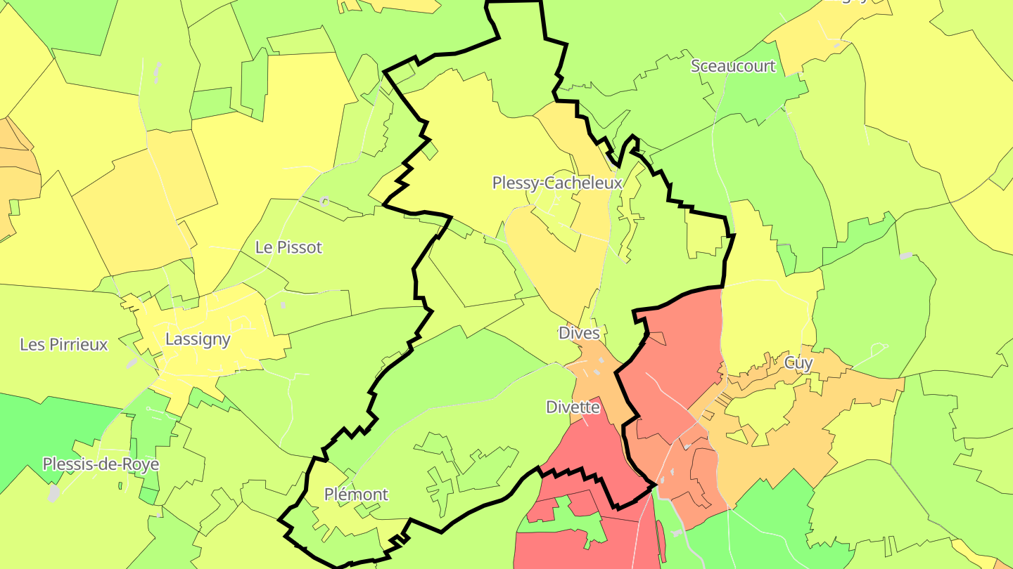 Carte des prix de l'immobilier Dives