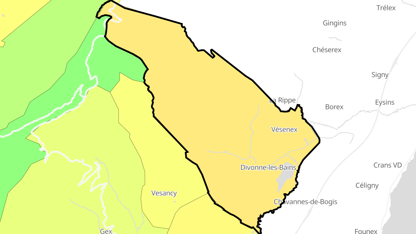 Carte des prix de l'immobilier Divonne-les-Bains