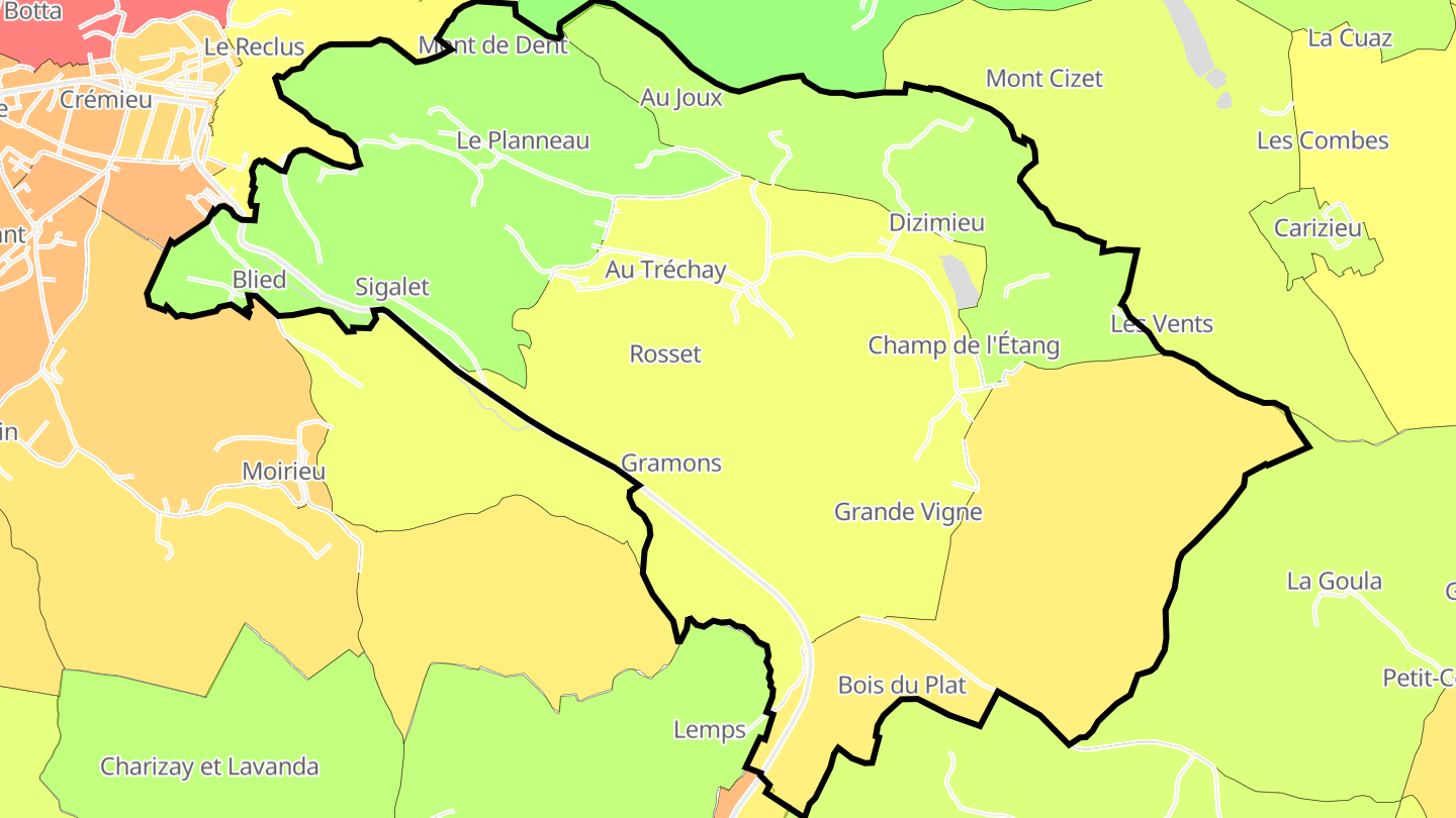 Carte des prix de l'immobilier Dizimieu