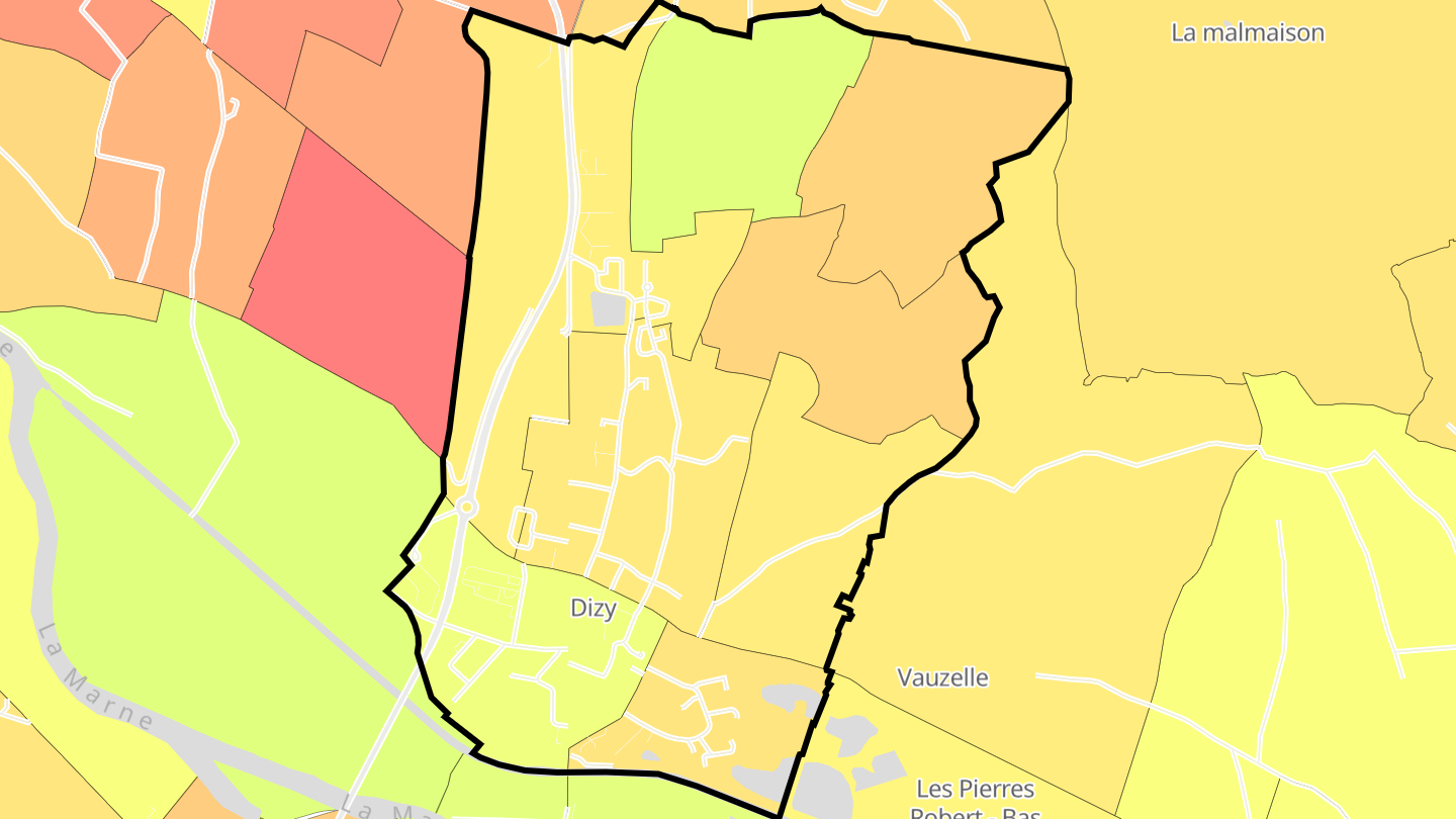 Carte des prix de l'immobilier Dizy
