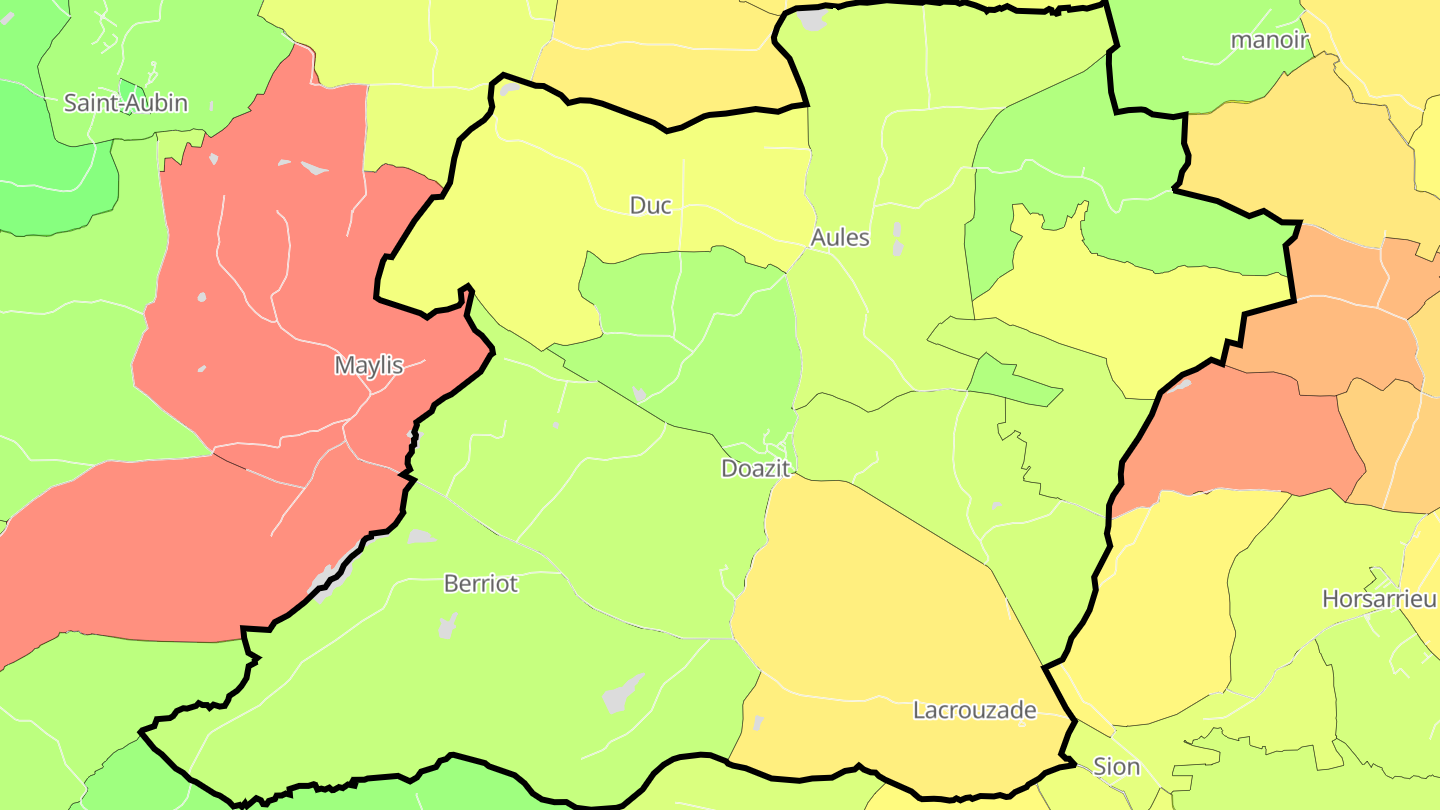Carte des prix de l'immobilier Doazit