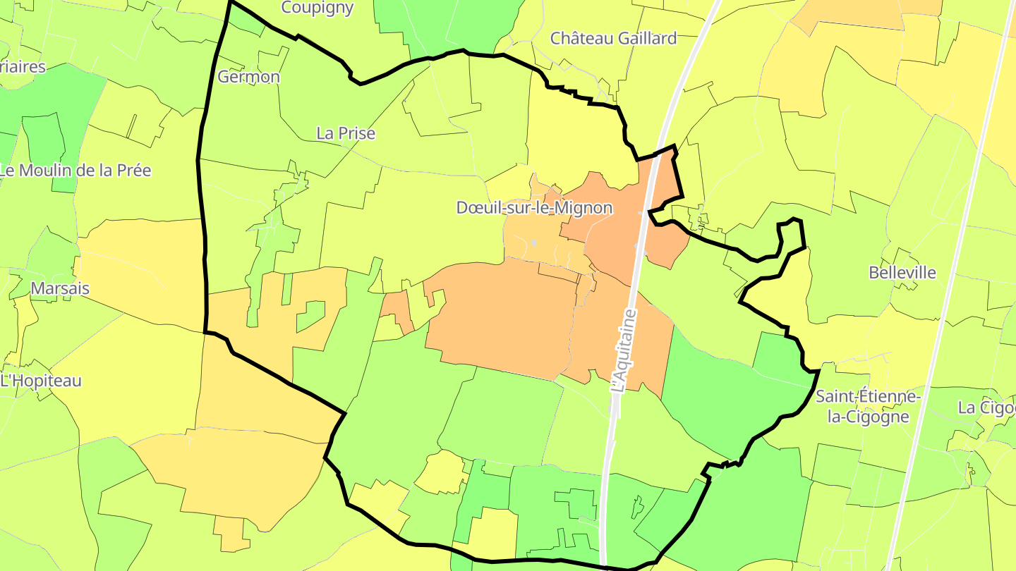 Carte des prix de l'immobilier Dœuil-sur-le-Mignon