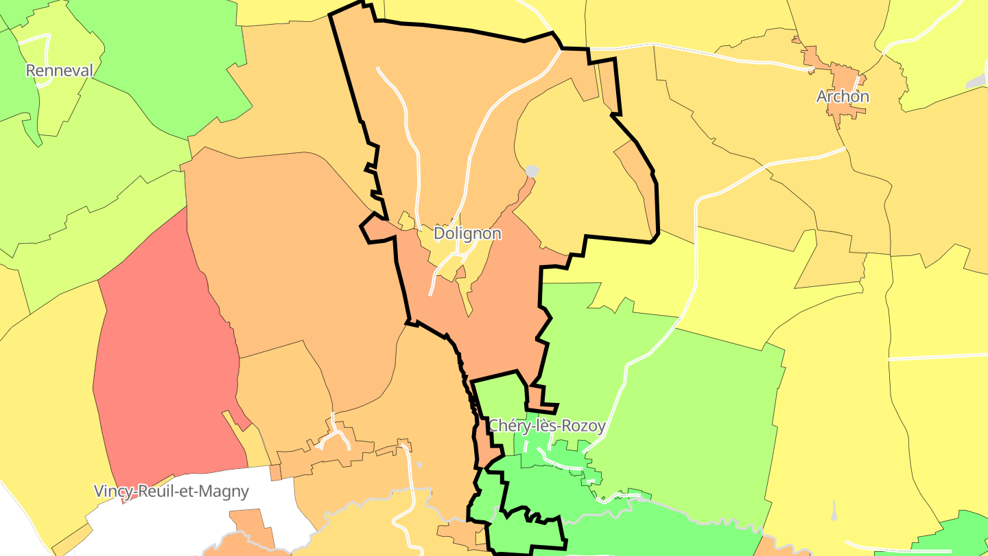 Carte des prix de l'immobilier Dolignon
