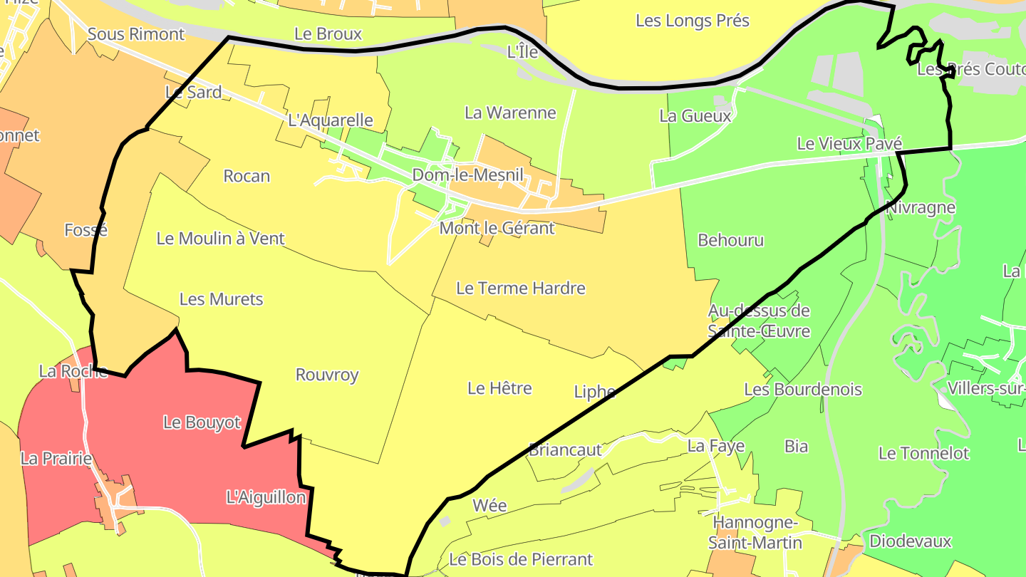 Carte des prix de l'immobilier Dom-le-Mesnil