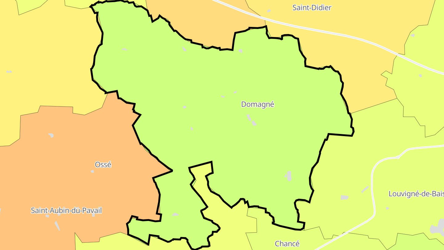 Carte des prix de l'immobilier Domagné