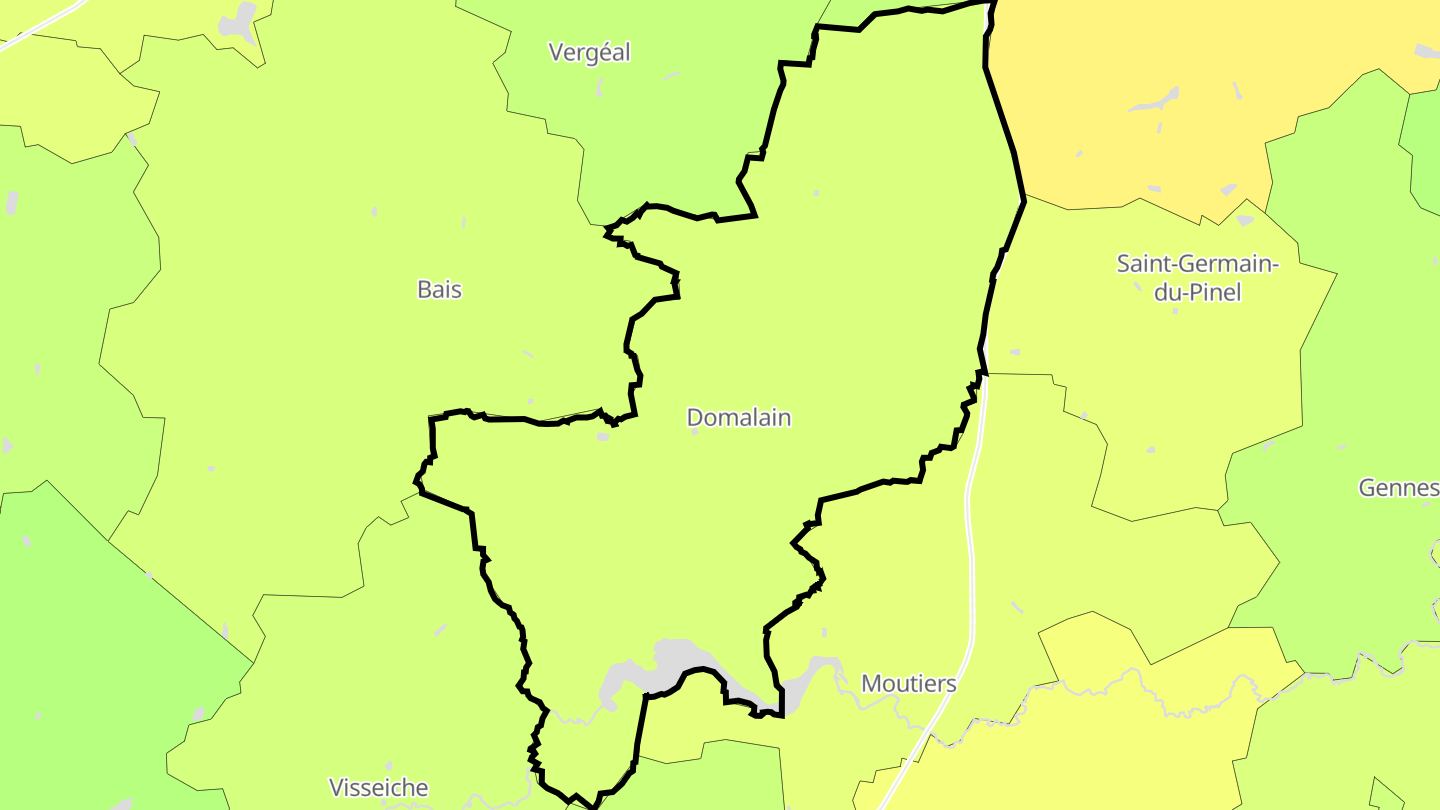 Carte des prix de l'immobilier Domalain