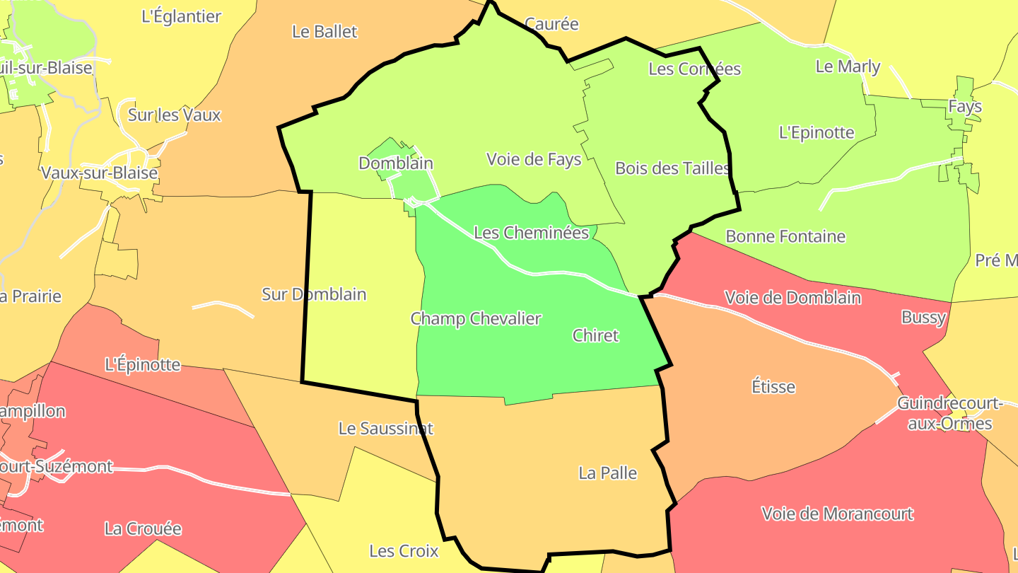 Carte des prix de l'immobilier Domblain