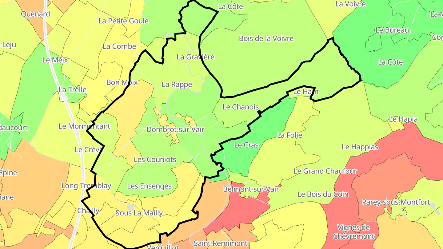 Carte des prix de l'immobilier Dombrot-sur-Vair