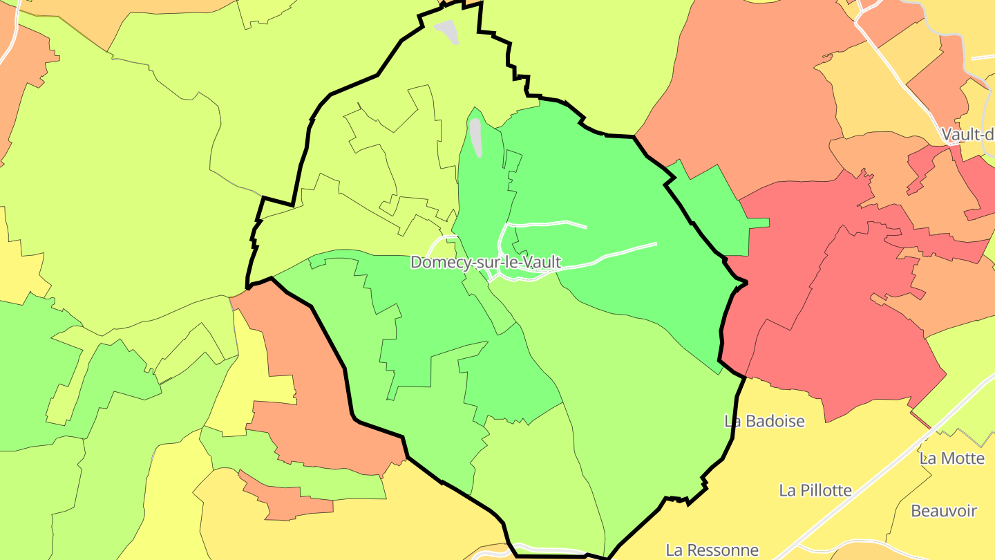Carte des prix de l'immobilier Domecy-sur-le-Vault
