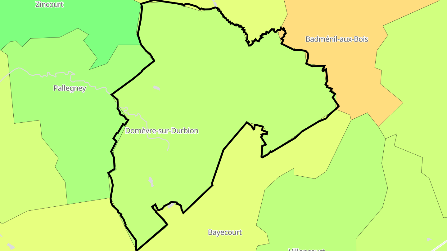 Carte des prix de l'immobilier Domèvre-sur-Durbion