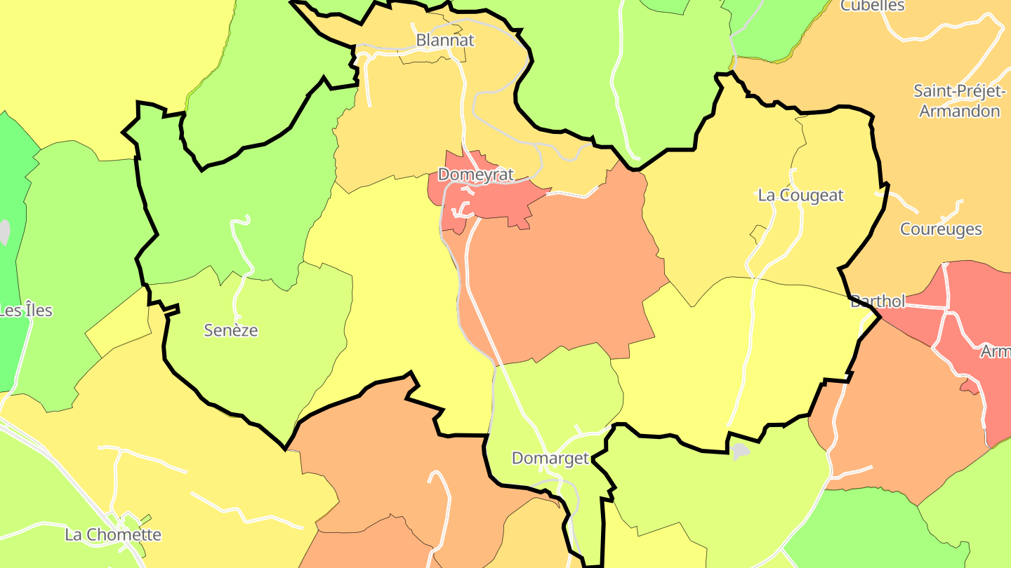 Carte des prix de l'immobilier Domeyrat