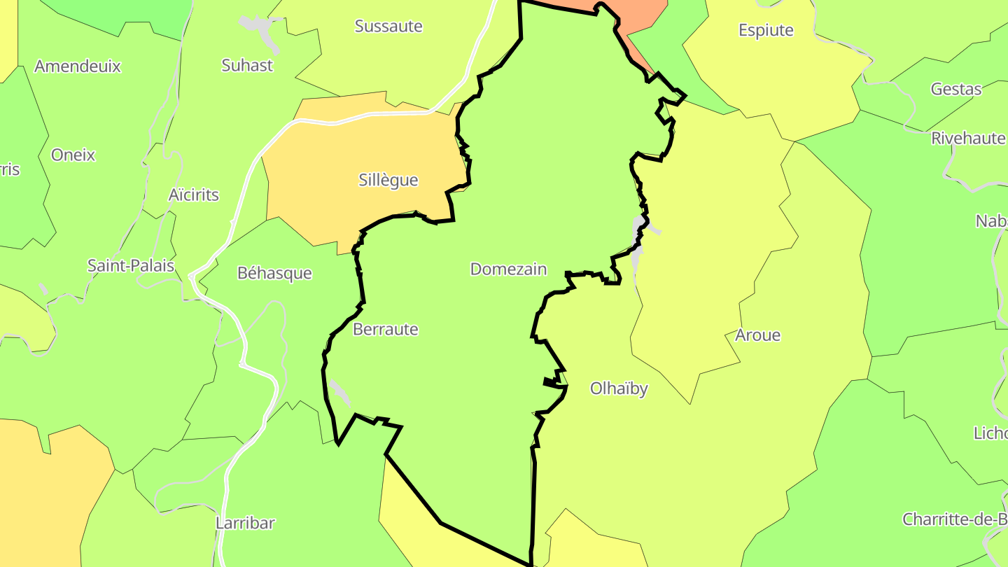 Carte des prix de l'immobilier Domezain-Berraute