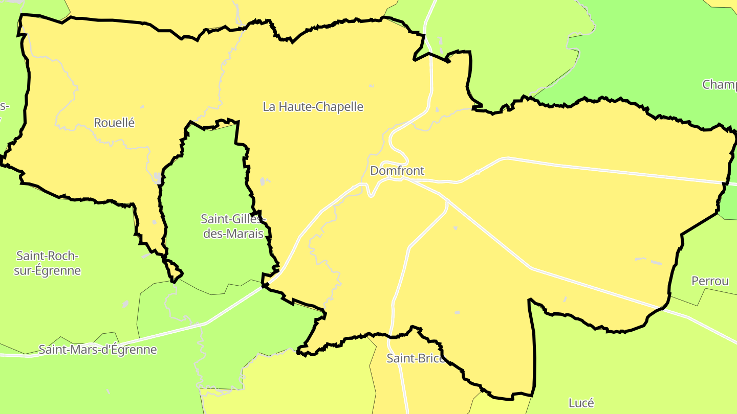 Carte des prix de l'immobilier Domfront en Poiraie