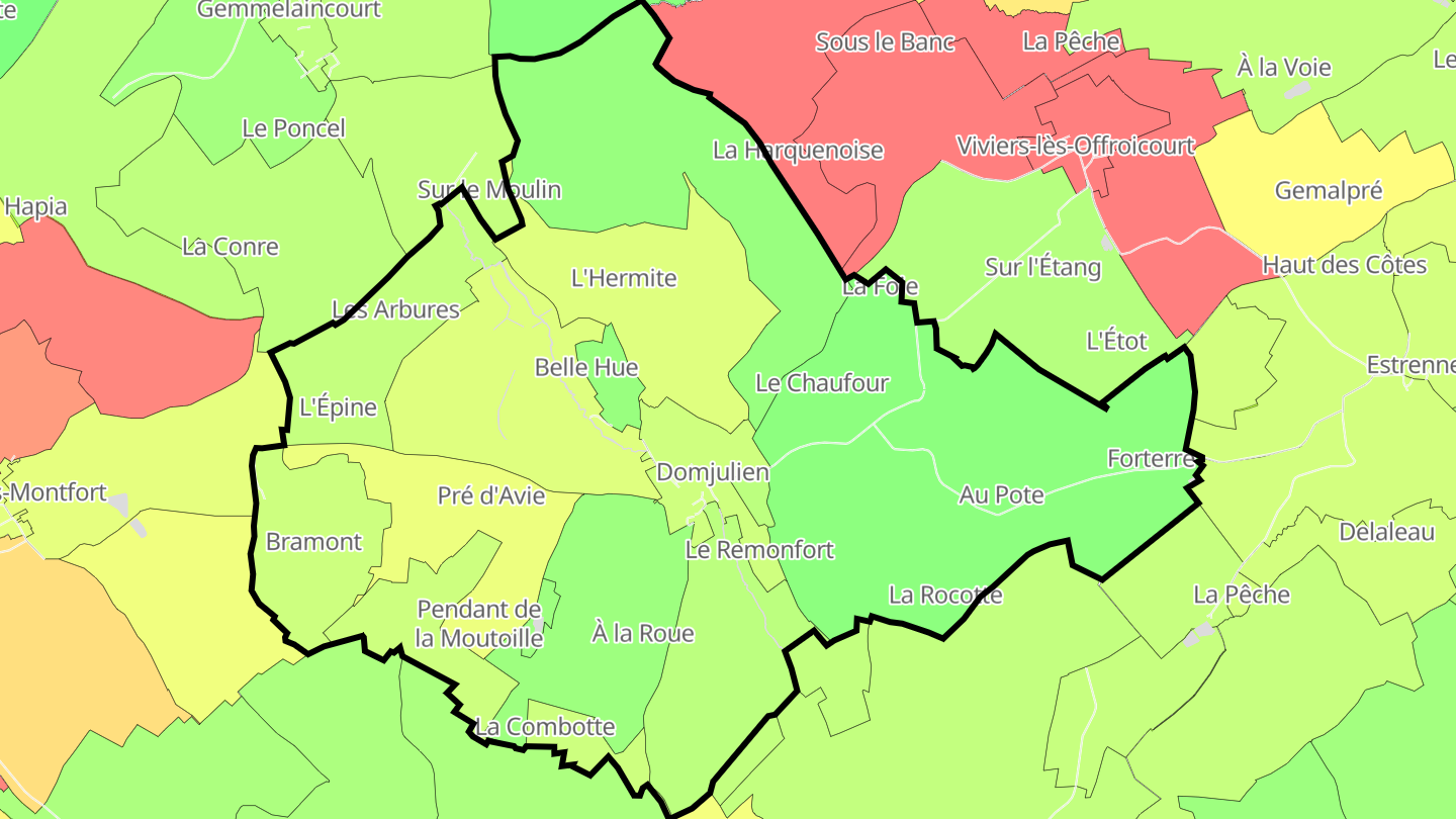 Carte des prix de l'immobilier Domjulien