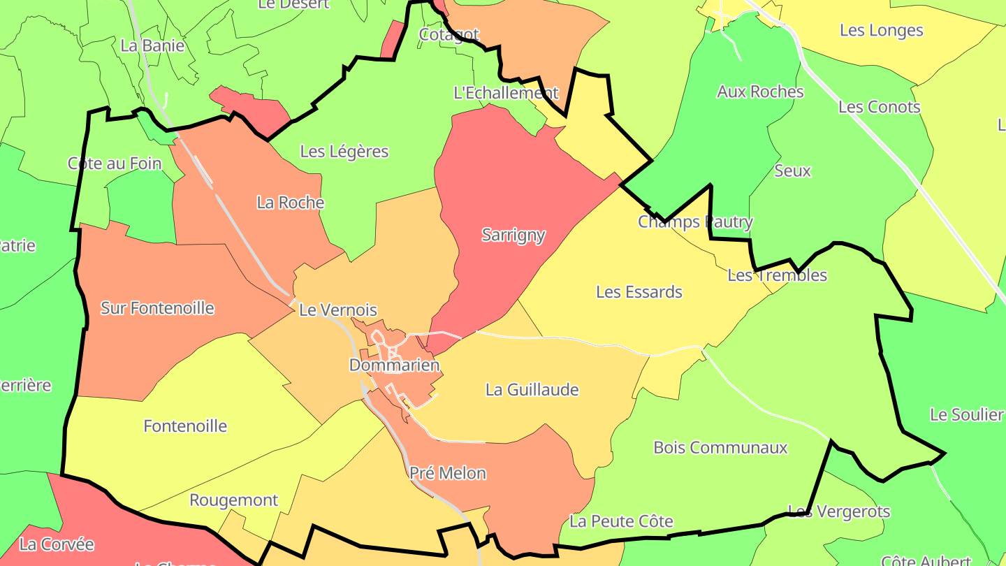 Carte des prix de l'immobilier Dommarien