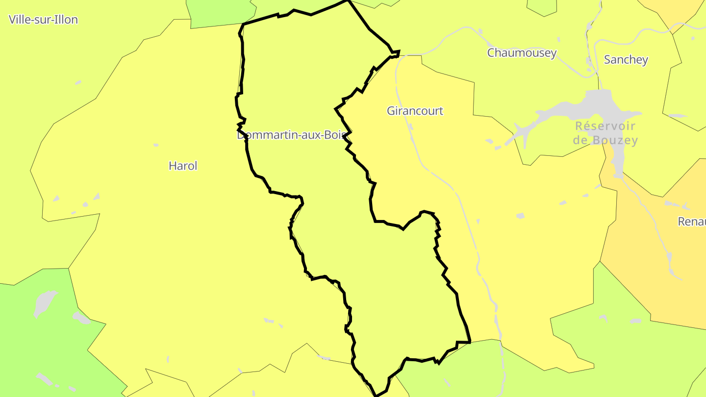 Carte des prix de l'immobilier Dommartin-aux-Bois