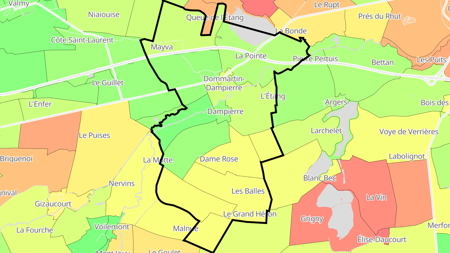 Carte des prix de l'immobilier Dommartin-Dampierre
