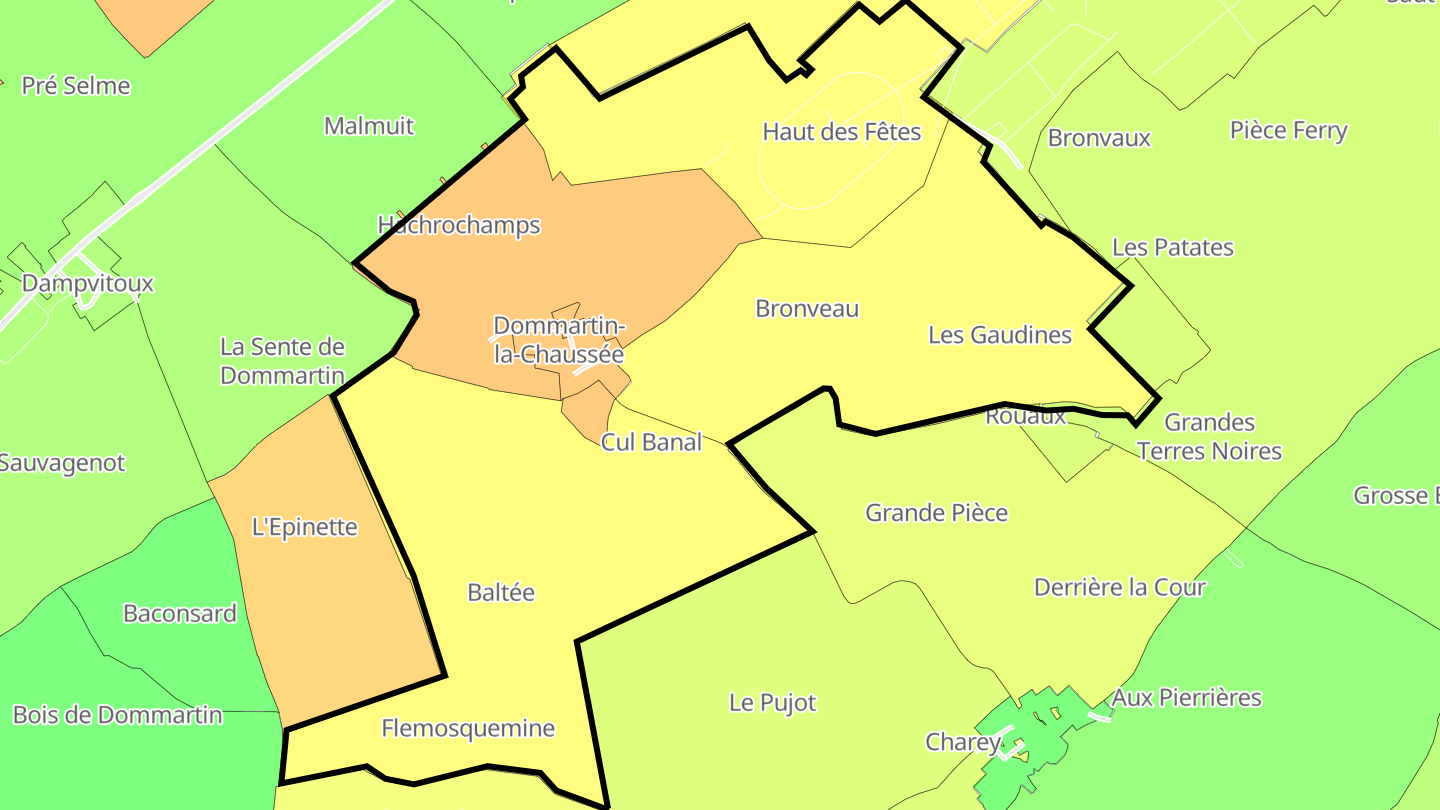 Carte des prix de l'immobilier Dommartin-la-Chaussée