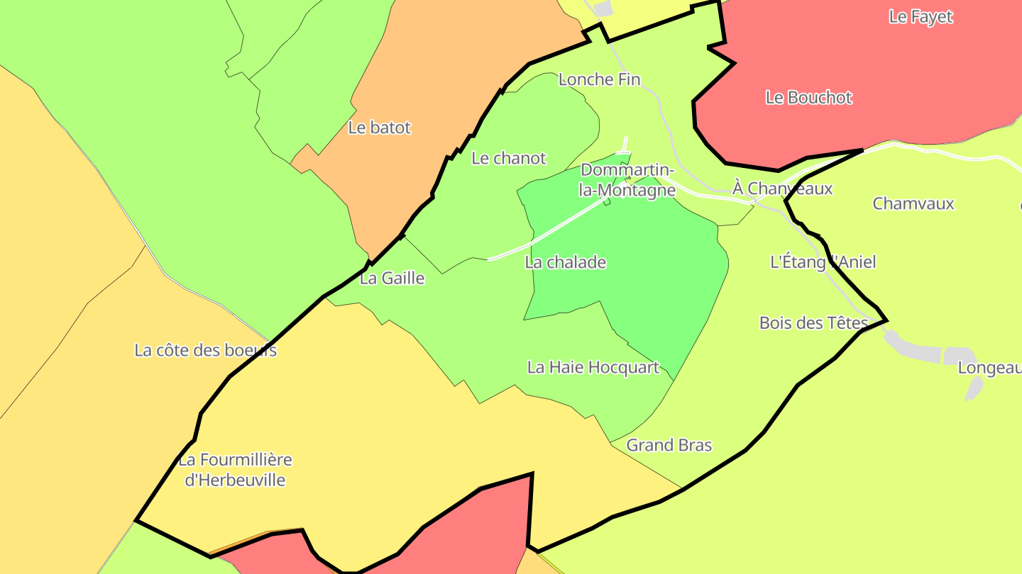 Carte des prix de l'immobilier Dommartin-la-Montagne